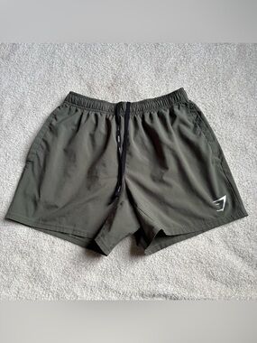Gymshark Green Athletic Shorts with Black Drawstring